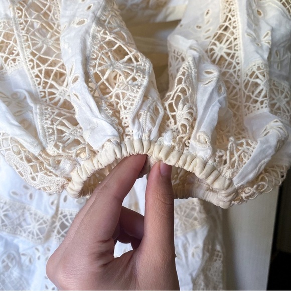 Zimmermann Dress Aliane Cutout Broderie Anglaise Lace Cotton Mini Ivory 2 NWT - Picture 6 of 13